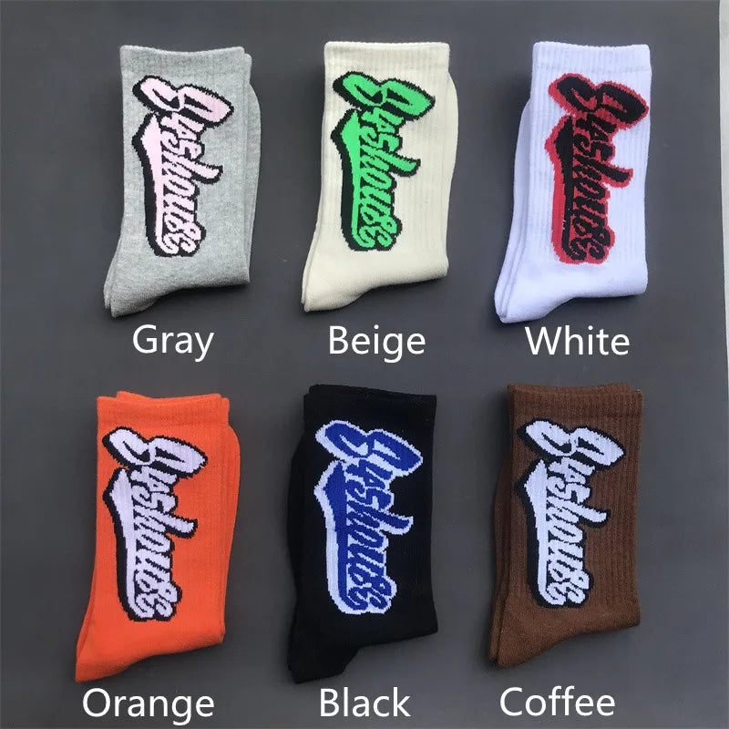 Men's Socks 3 Pair/Box Colorful Letters Street Personality Wild Funny Hip Hop Couple Fashion Basketball Sports 500 Socks