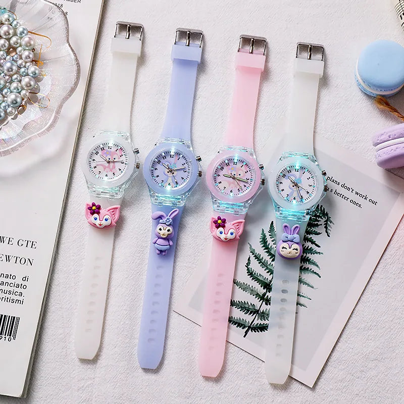 3D Mickey Children Watches Girls Color Light Source Silicone Minnie Kids Watch Ladies Quartz Clock Gifts Relogio Feminino