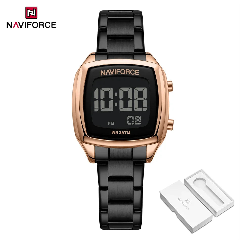 NAVIFORCE NF5047 Women's Digital Display Watches Stainless Steel Women Fashion Digital Clock Casual Ladies Electronic Watch