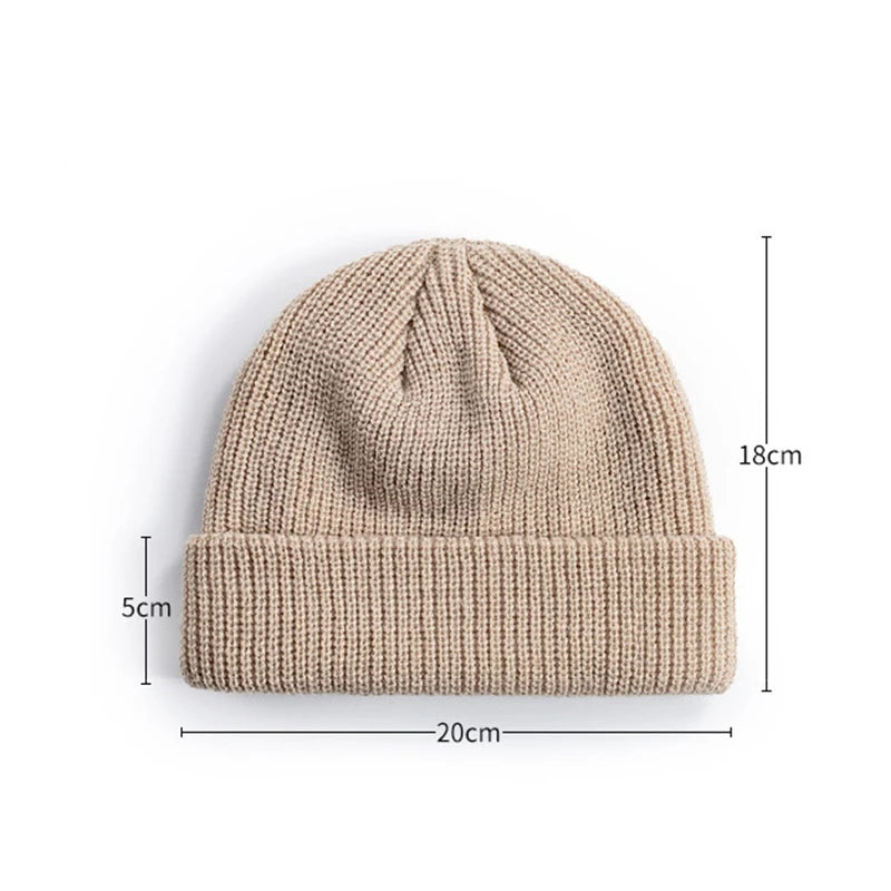 Knitted Hat for Men & Women Caps Wool Fashion Simple Warm Skullies Beanies Solid Autumn Winter Beanie Cap Trendy Style