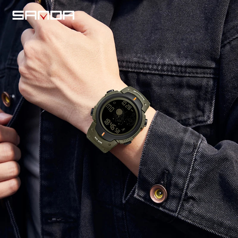 SANDA Brand New Arrival Fashion Men's Digital Watch Alarm Mode Pedometer Military Sport Waterproof Men Watch Relogio Masculino