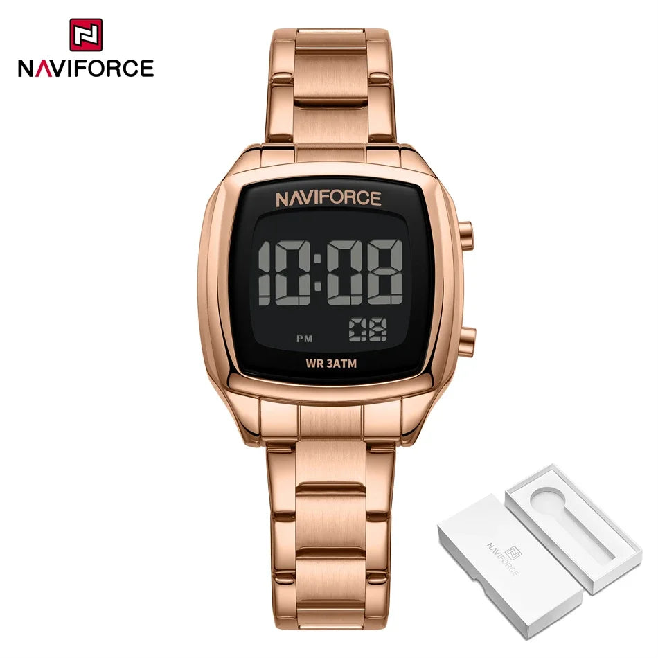 NAVIFORCE NF5047 Women's Digital Display Watches Stainless Steel Women Fashion Digital Clock Casual Ladies Electronic Watch