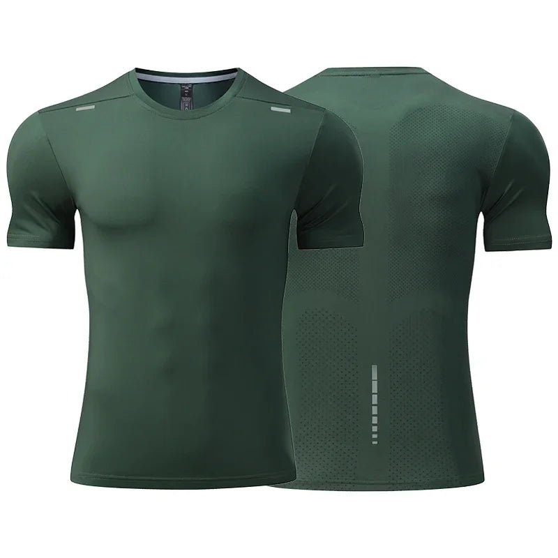 Men's Summer Loose Breathable Short Sleeve Outdoor Cycling Quick Dry Top Running Tracksuits Fitness T-shirts Muscle Tights