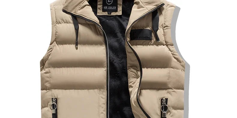 Mens Outdoors Vests 2024 Cotton-Padded Men's Winter Vest Warm Hooded Waistcoat Casual high quality hot sale Male Coats Vests