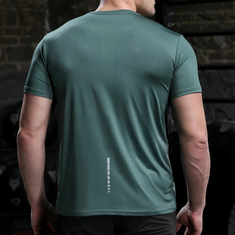 Men's Summer Loose Breathable Short Sleeve Outdoor Cycling Quick Dry Top Running Tracksuits Fitness T-shirts Muscle Tights