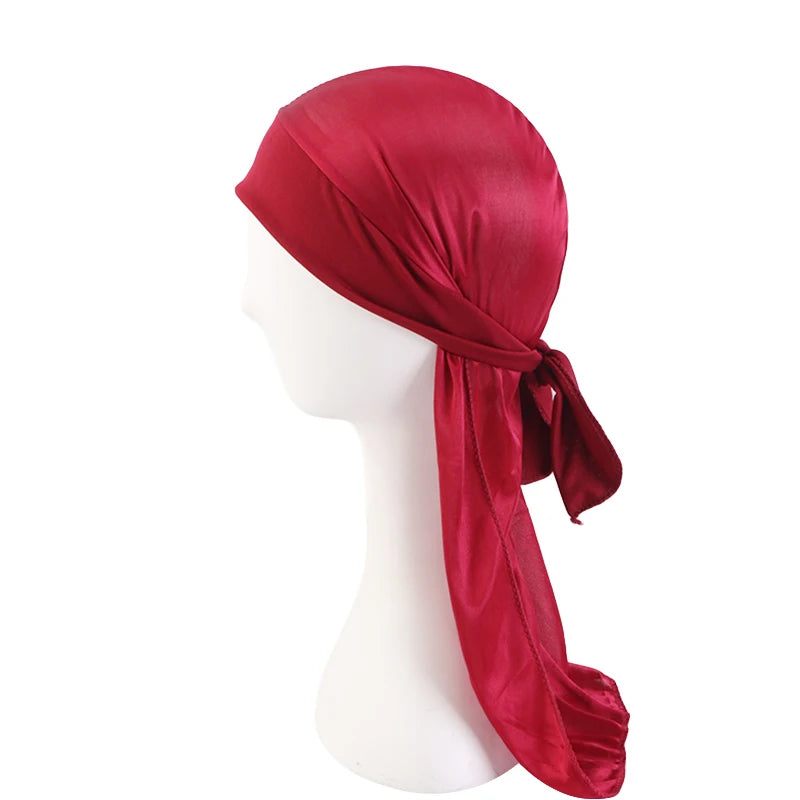 Men's Silky Durags Bandanas Turban Hat stretchy Wigs Satin Doo Rag Durag Unisex Pirate Hat Men Hip Hop Headband Biker Headwrap