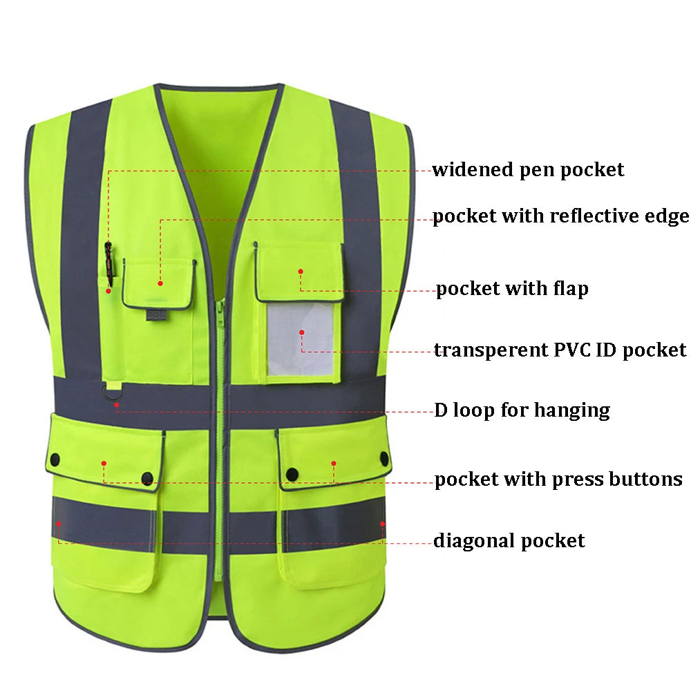 Size S-4XL High Visibility Road Working Reflective Vest Outdoor Motorcycle Cycling Safety Waistcoat Clothing Reflective Jacket