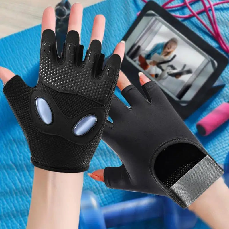 Weight Lifting Gloves Anti Slip Half-Finger Breathable Gym Gloves Adjustable High Elastic Shock Absorption Fitness Gloves For