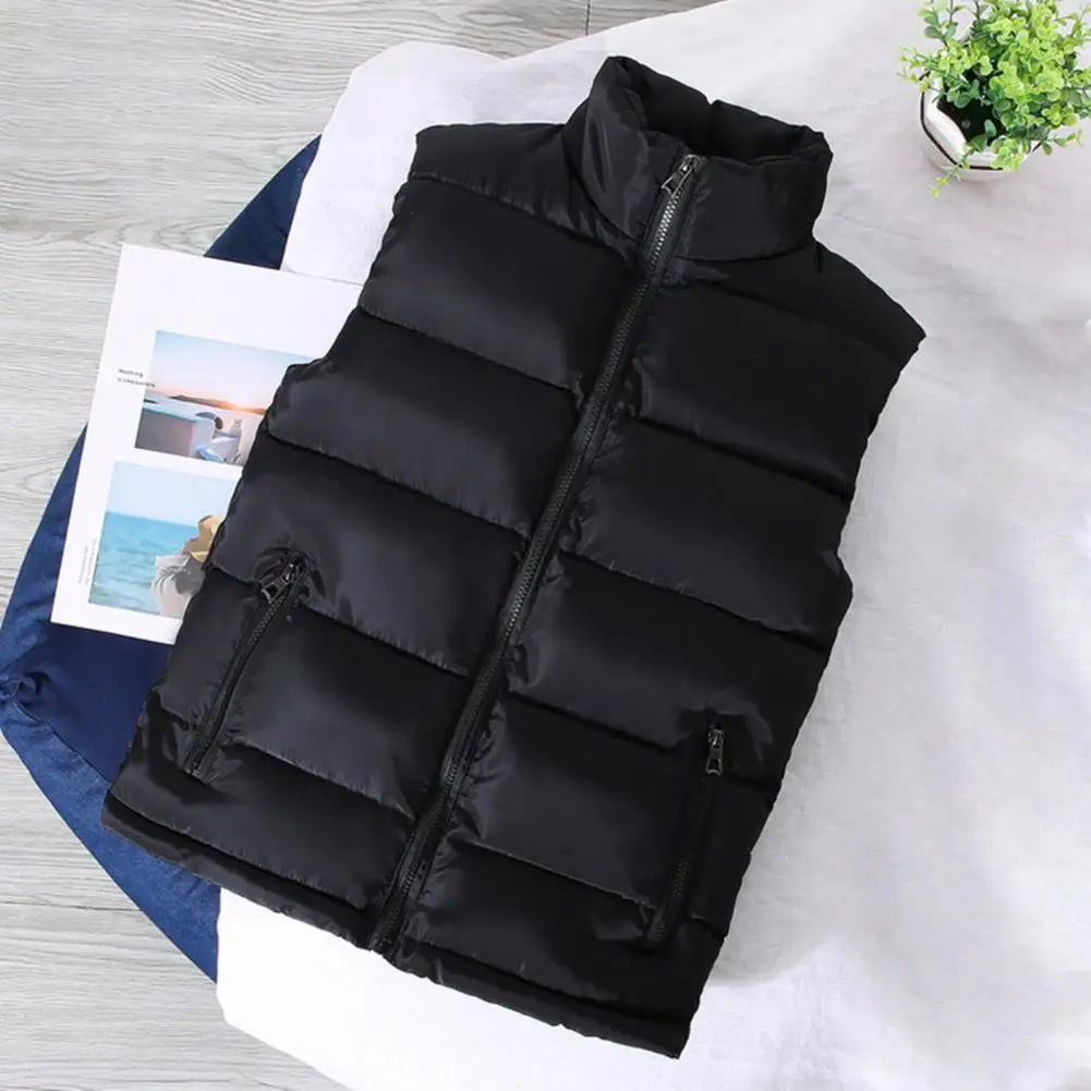 Sleeveless Jacket Wear-resistant Vest Coat Male Zipper  Trendy Warm Slim Fit Waistcoat