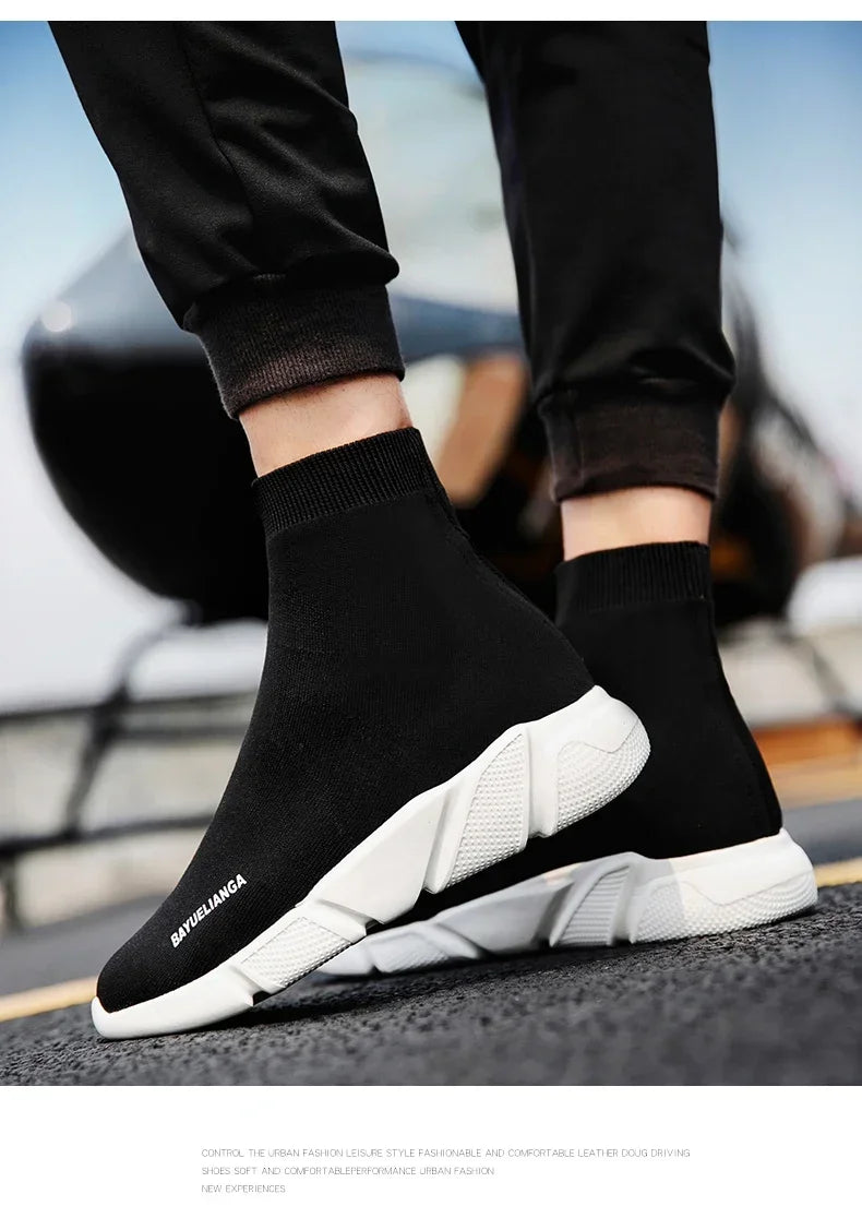 Herren High Top Sockenschuhe Freizeit Stricken Leichte Damen Sneakers Bequeme atmungsaktive Sportschuhe Sneakers im Paar-Stil