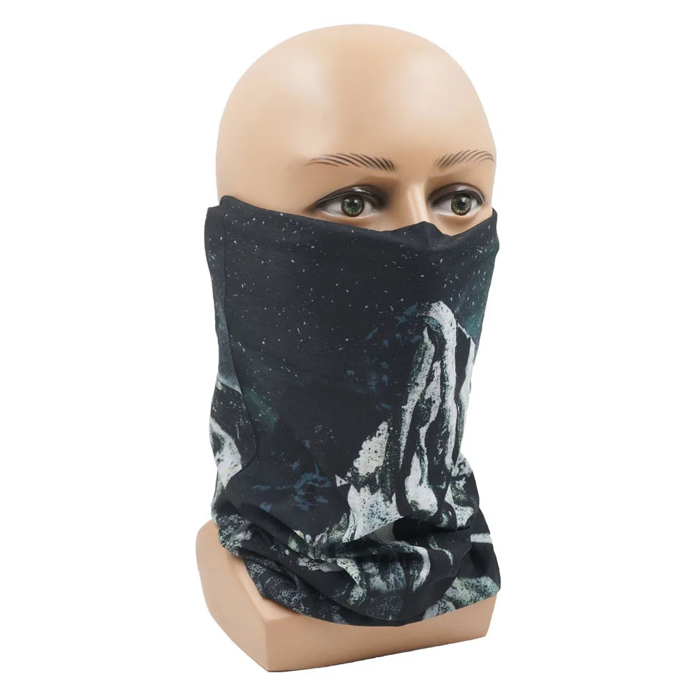 Men Women Hiking Bandanas Seamless Tube Headscarf Camping Neck Gaiter Cover Fire Landscape Printed Headband Snood Face Shield