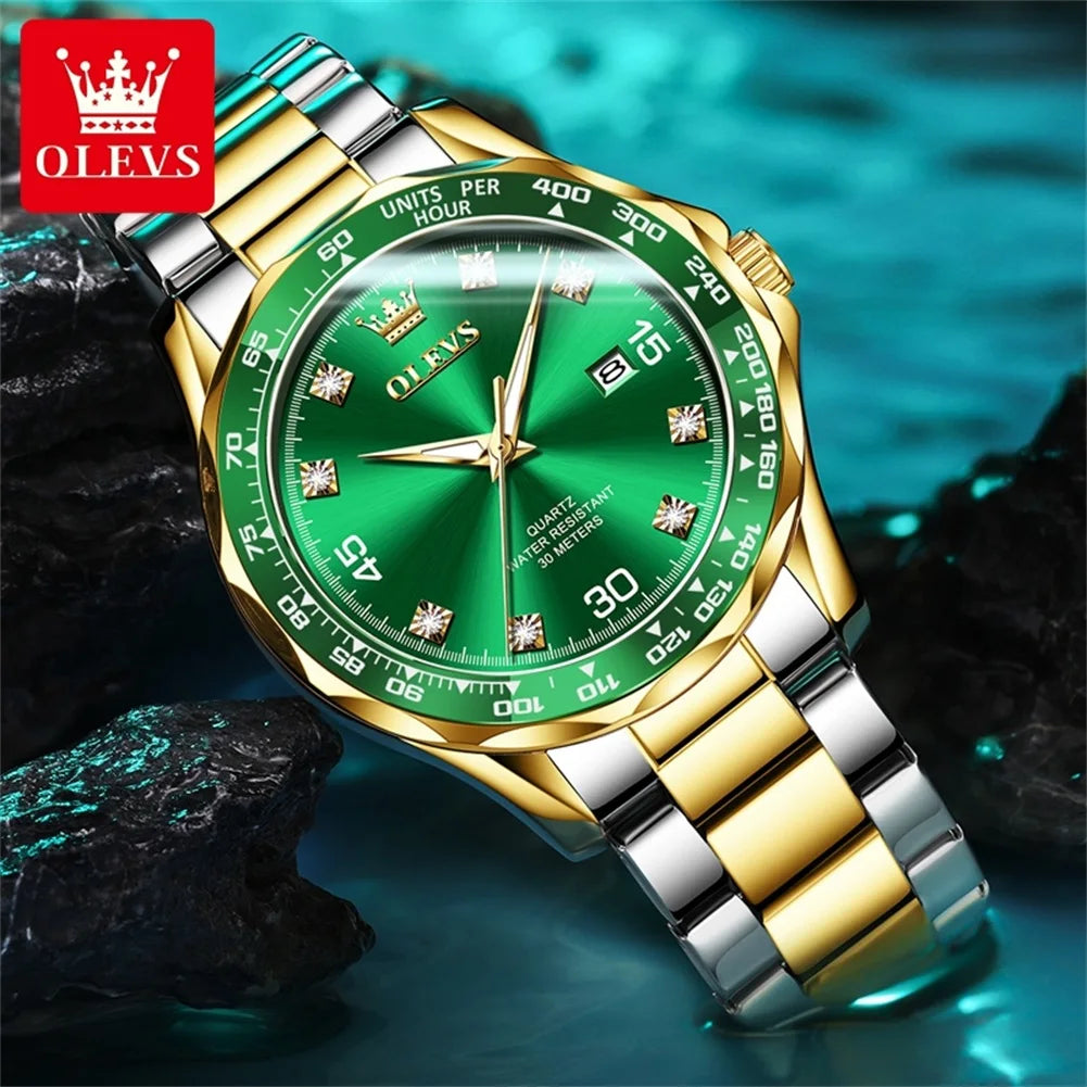 OLEVS 9988 Quarzuhr für Männer Luxus Stil Wasserdicht edelstahl TOP Marke Klassische Datum Herren Uhren Relógio Masculino