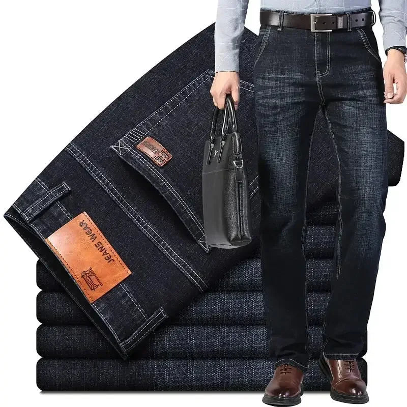 Men's Slim Fashion Denim High Quality Male Pants Elastic Black Blue Leisure Jeans Brand Clothing