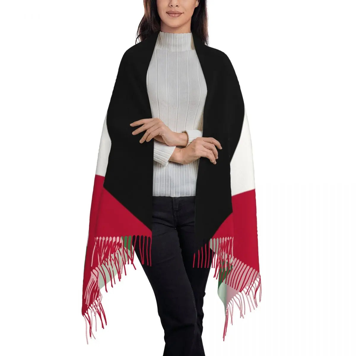 Palestines Flag Tassel Scarf Women Soft Palestinians Patriotic Shawl Wrap Ladies Winter Fall Scarves