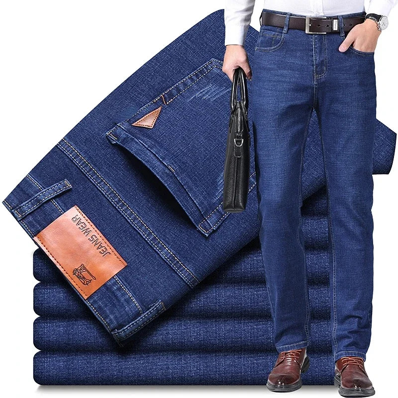 Men's Slim Fashion Denim High Quality Male Pants Elastic Black Blue Leisure Jeans Brand Clothing