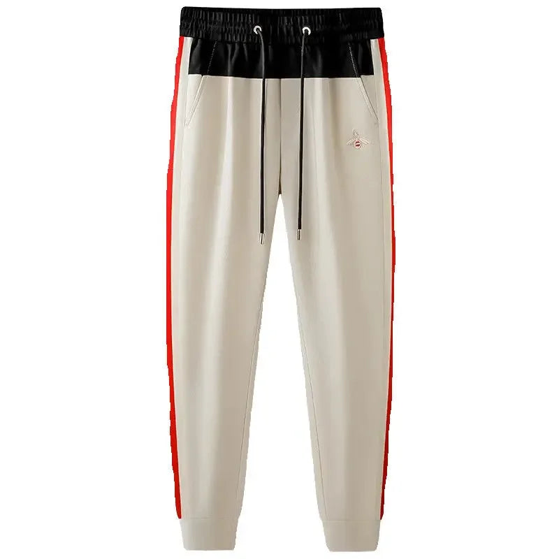 Luxury brand men's long pants with bee embroidery 2024 new spliced sports pants, summer lightweight and trendy golf pants