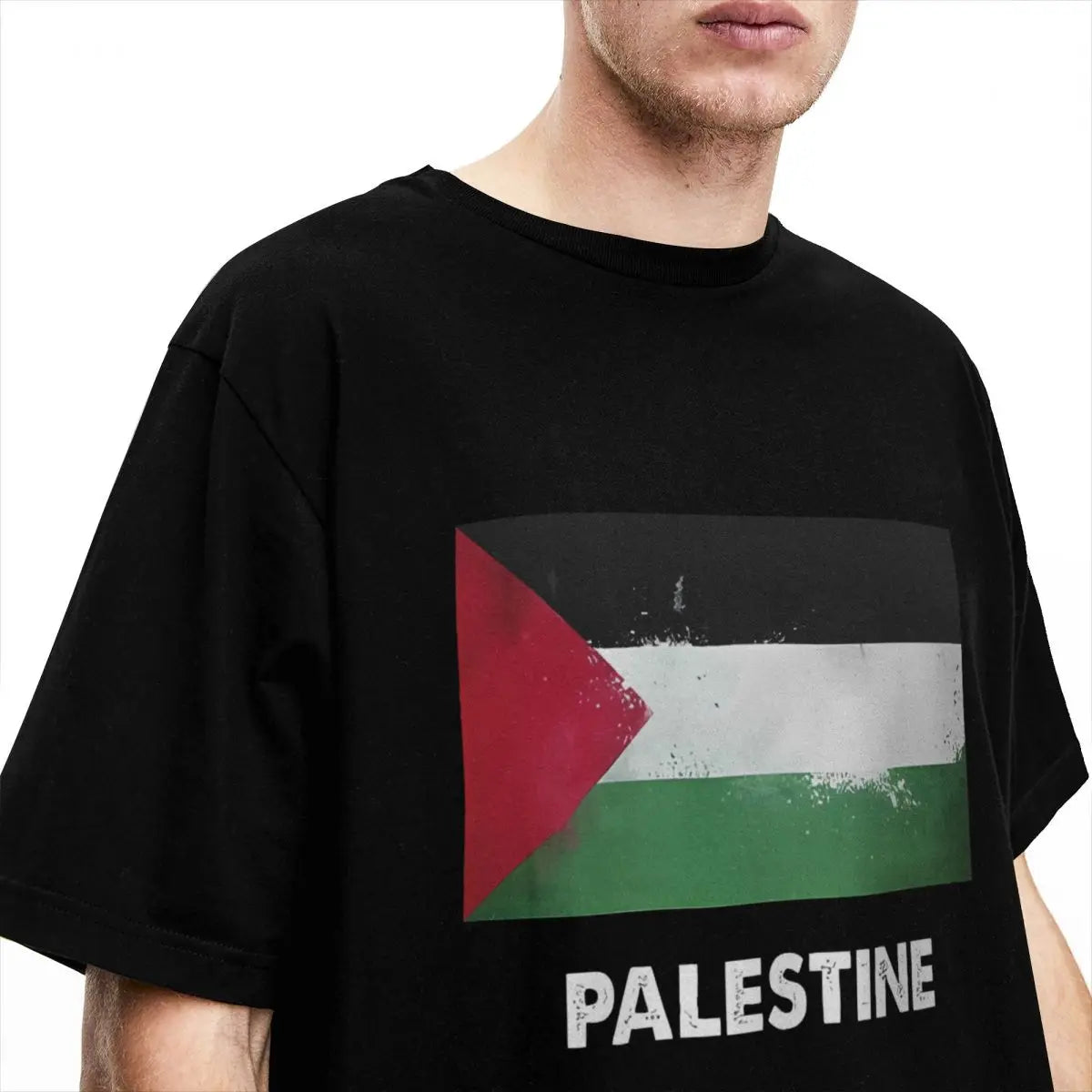 P-Palestine Flag T-Shirt Men's Palestinian Y2K Retro 100 Cotton T Shirts Summer O Neck Hippie Tees Custom DIY Oversized Clothes