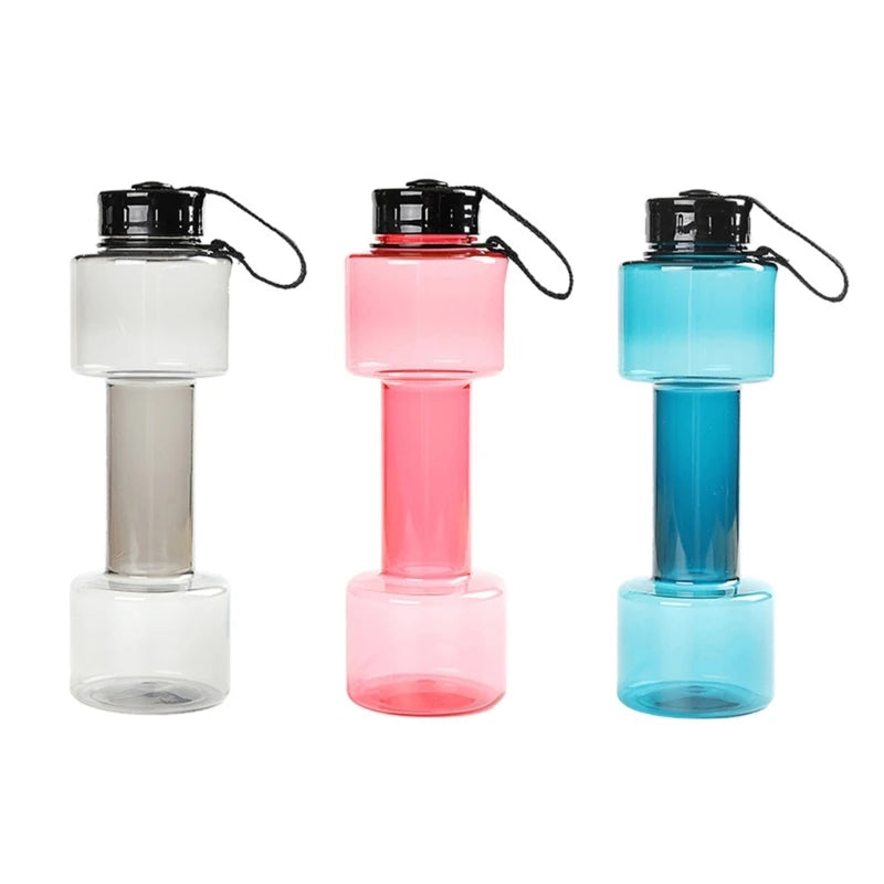 Water Bottle, 700ml Dumbbell Shaped Water Bottle Leak Proof Lid Exercise Sports Water Bottle Fitness Gym Training Cup Dropship