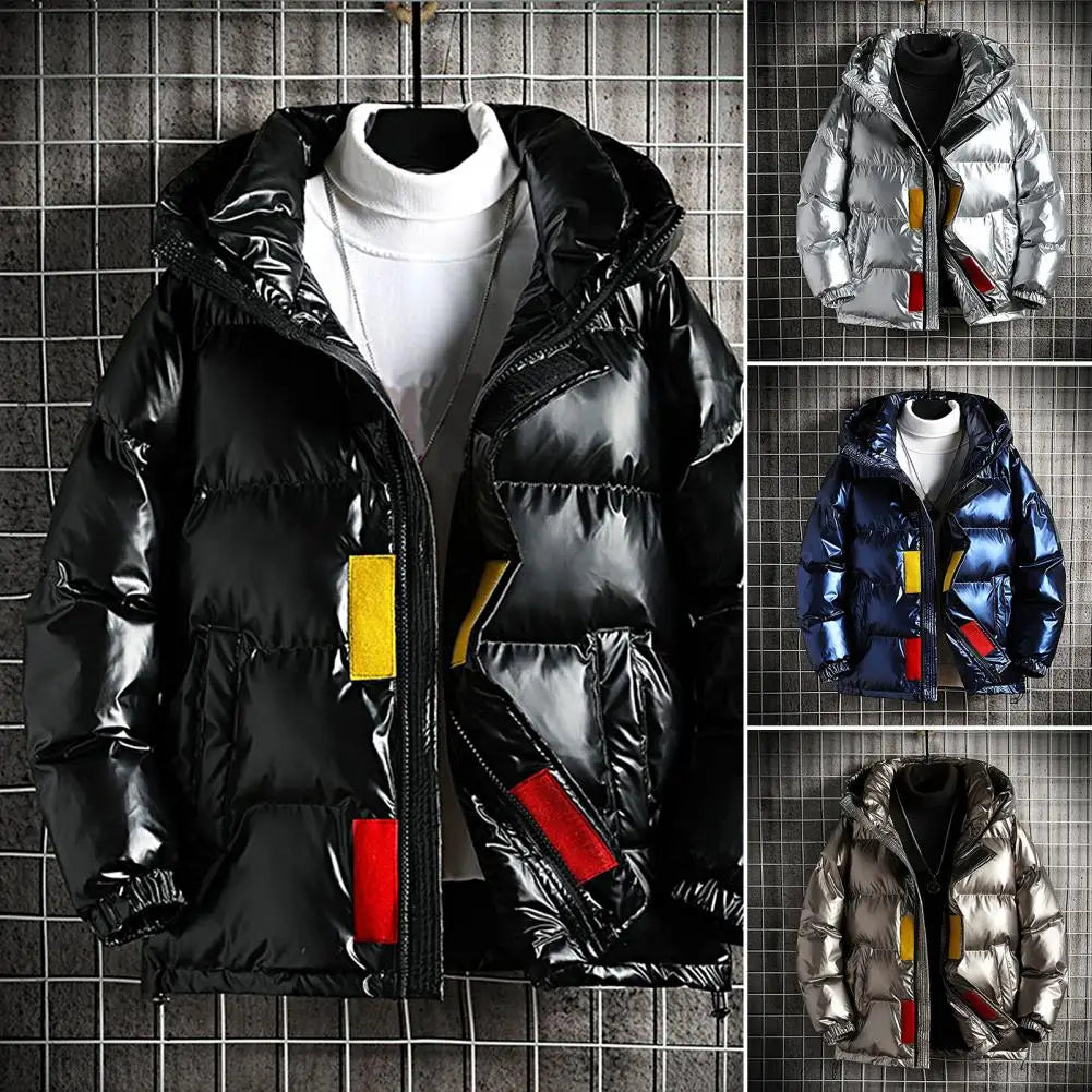 White Duck Down Jacket Men's Winter Fashion Casual Short Coat Shiny Hooded Windbreaker Youth Men Outwear Down Coat Male