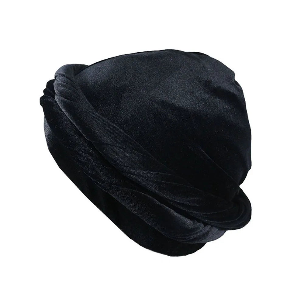 Velvet Halo Turban for Men Satin Lined Turbans Soft Twist Head Wrap Silky Lined Durags Street Hip Hop Male Bonnet Hat