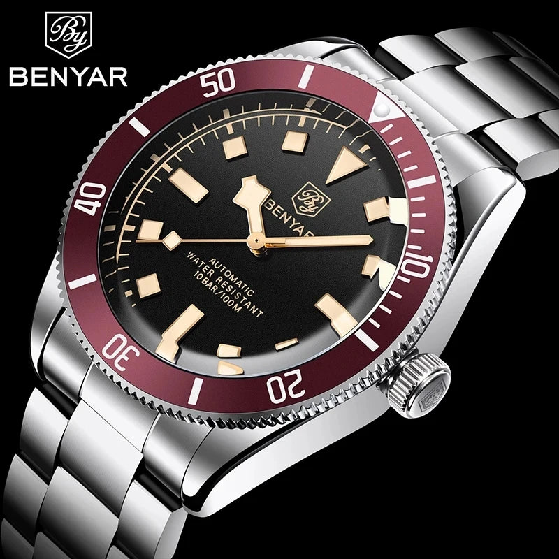 Benyar Mens Watches Mechanical Automatic Top brand luxury Men's Watch Sport watch for men BB58 Waterproof wristwatch Chocie 5179