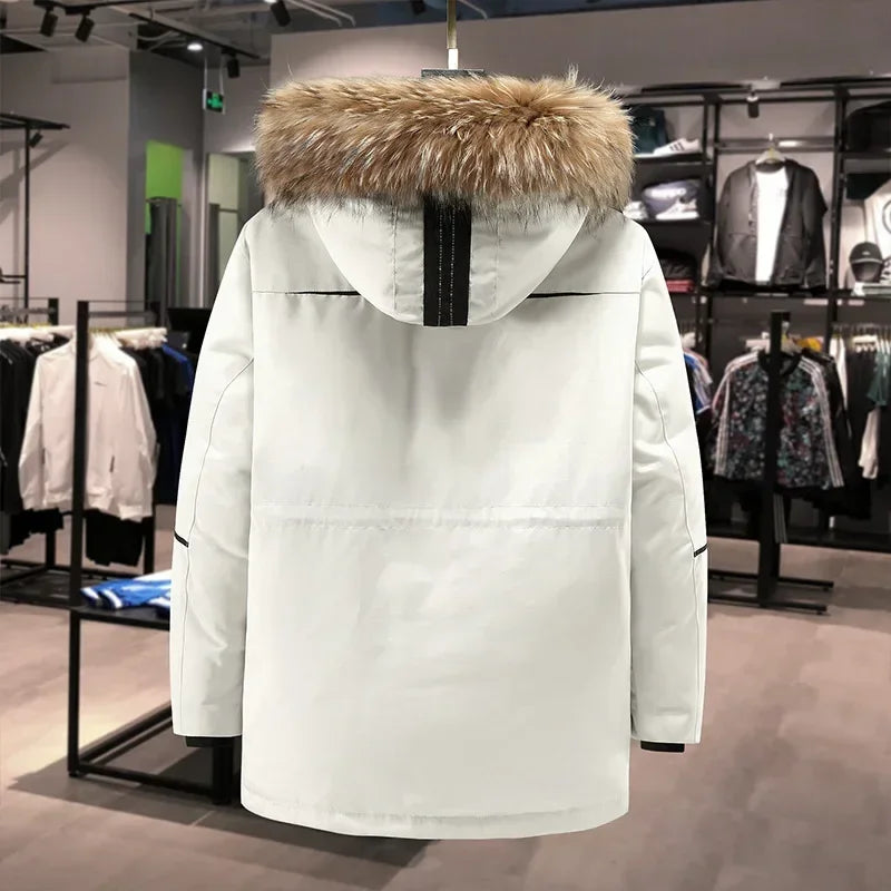 2024 New Men Down Parkas Fashion Winter Jacket Outdoor Duck Down Padding Coat Male Fur Hooded Outwear