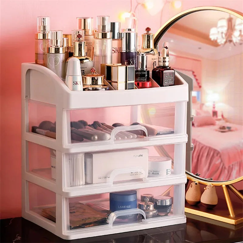 Jewelry Container Make Up Case Makeup Brush Holder Organizers Box Makeup Organizer Drawers Plastic Cosmetic Storage Box Rack