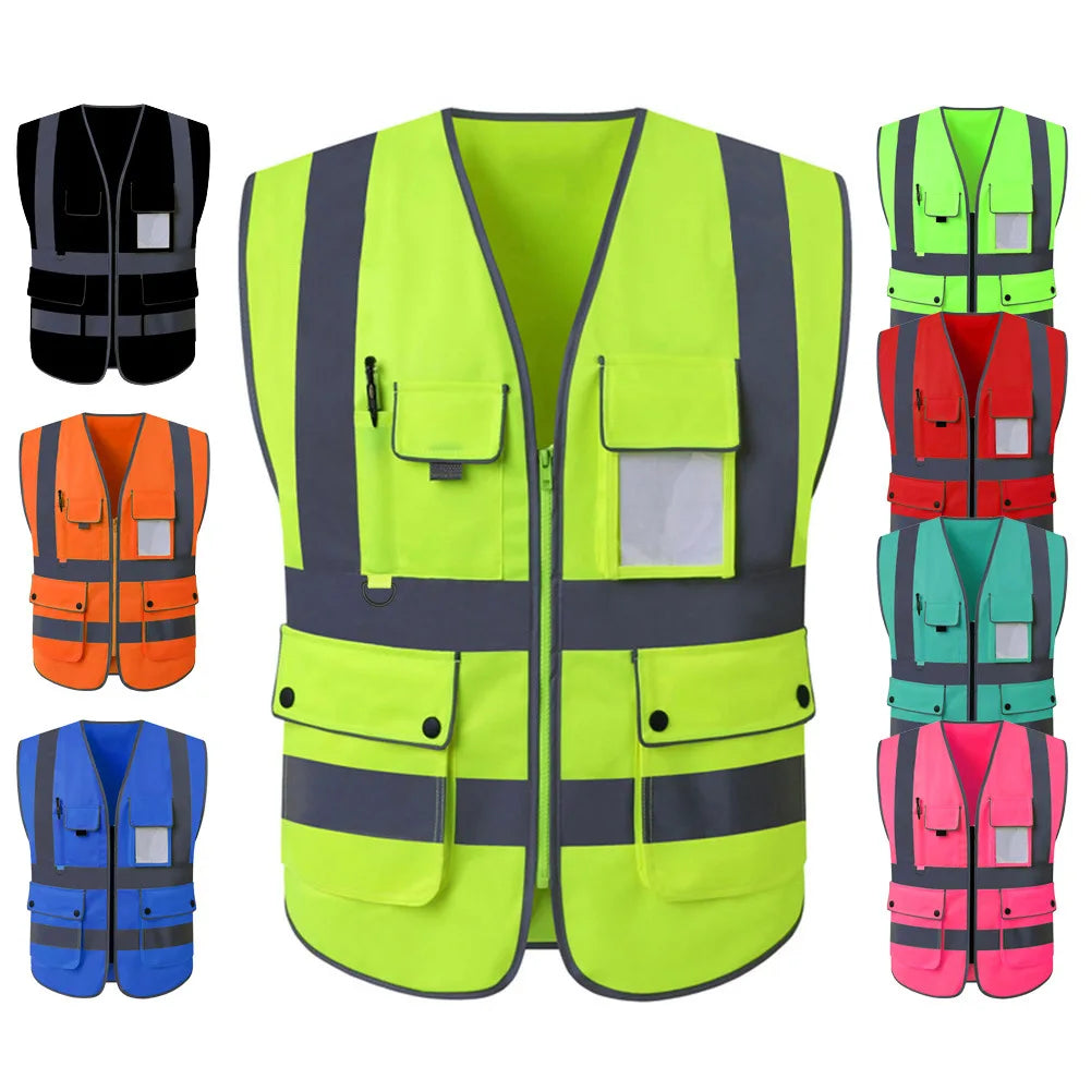 Size S-4XL High Visibility Road Working Reflective Vest Outdoor Motorcycle Cycling Safety Waistcoat Clothing Reflective Jacket