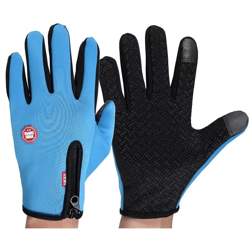 Winter Gloves For Men Waterproof Windproof Cold Gloves Snowboard Motorcycle Riding Driving Warm Touchscreen Zipper Glove