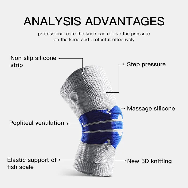 1 Piece Knee Brace Strap Patella Medial Support Strong Meniscus Silicone Compression Protection Sport Kneepads Running Basket