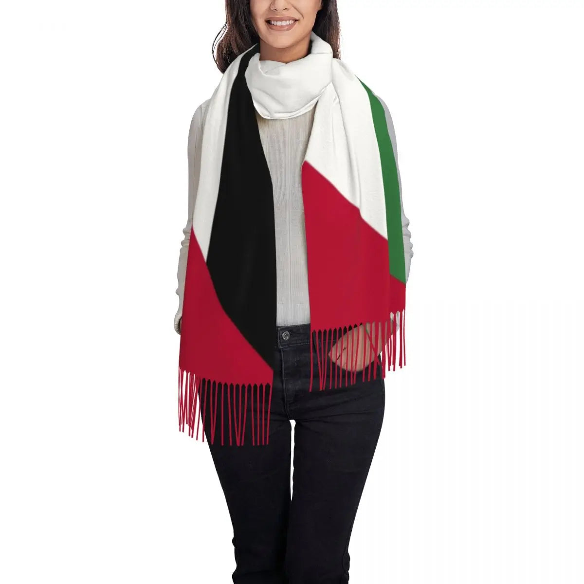 Palestines Flag Tassel Scarf Women Soft Palestinians Patriotic Shawl Wrap Ladies Winter Fall Scarves