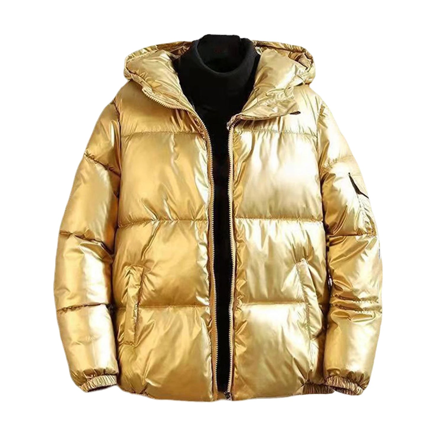 White Duck Down Jacket Men's Winter Fashion Casual Short Coat Shiny Hooded Windbreaker Youth Men Outwear Down Coat Male