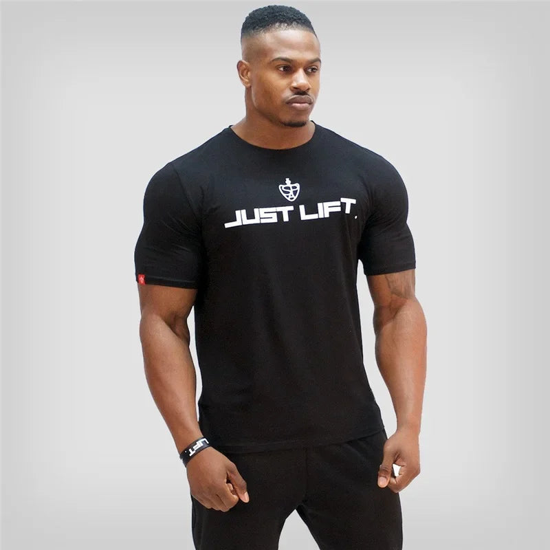 Cotton Men's Sports T-shirt Short Sleeved Running Shirt Training Fitness Round Neck Casual Designer Style High-quality