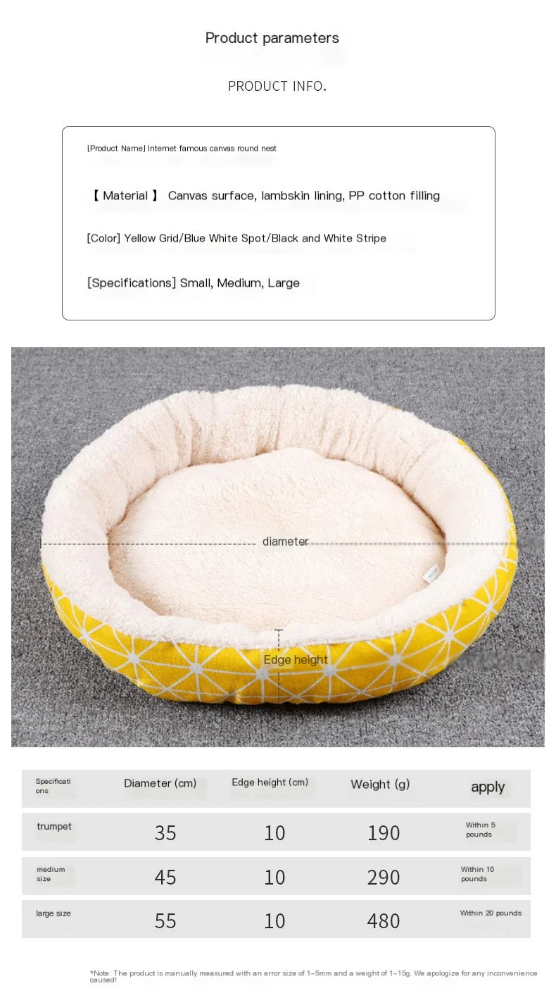 Round Warm Cat Mat Plush Pet Bed Dog Beds Furniture Donut Dog Cat Bed Soft and Comfortable Kitten Bed Warm in Winter Washable