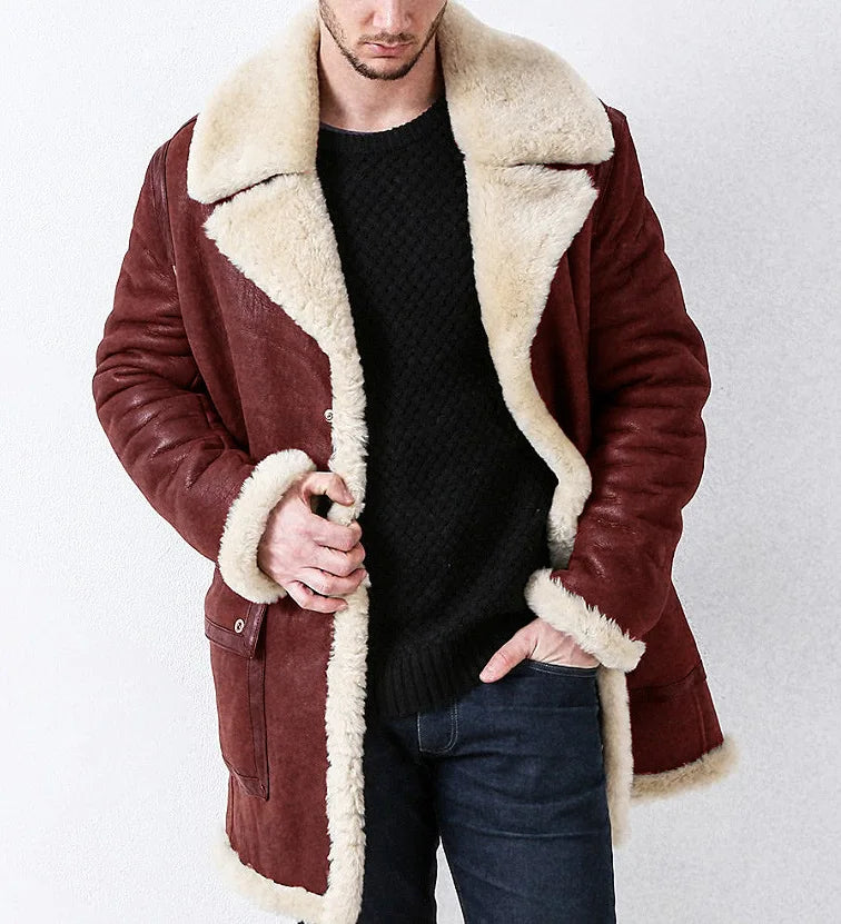 Fur Integrated Men's Coat Faux Fur Large Overcoat 2022 Autumn Winter New Thickened European Style Long Sleeve