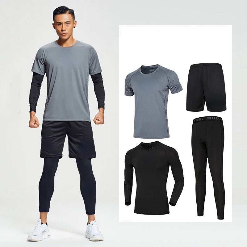 Men's Tracksuit Gym Fitness Compression Basketball Sports Suit Clothes Running Jogging Sport Wear Exercise Workout Tights