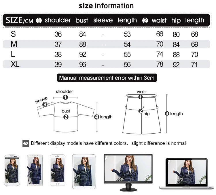 Fashion Korean 2 Pieces Outfits Women Elegant Formal Casual Coat Tops Sweater Jackets High Waist Bodycon Midi Skirt Sets Work