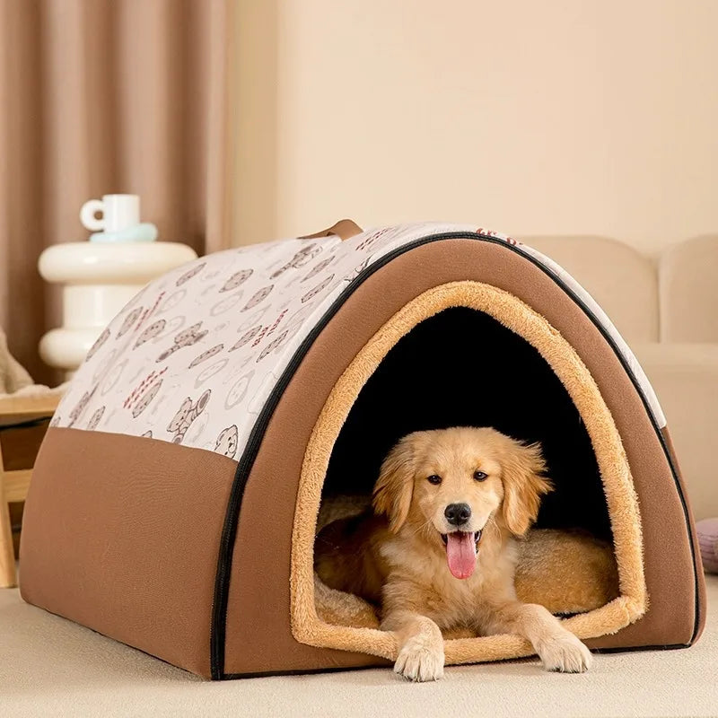 Kennel Autumn and Winter Warm Large Dog Winter House Removable and Washable Closed Bed House Villa Cat Nest Pet Tent Accessories