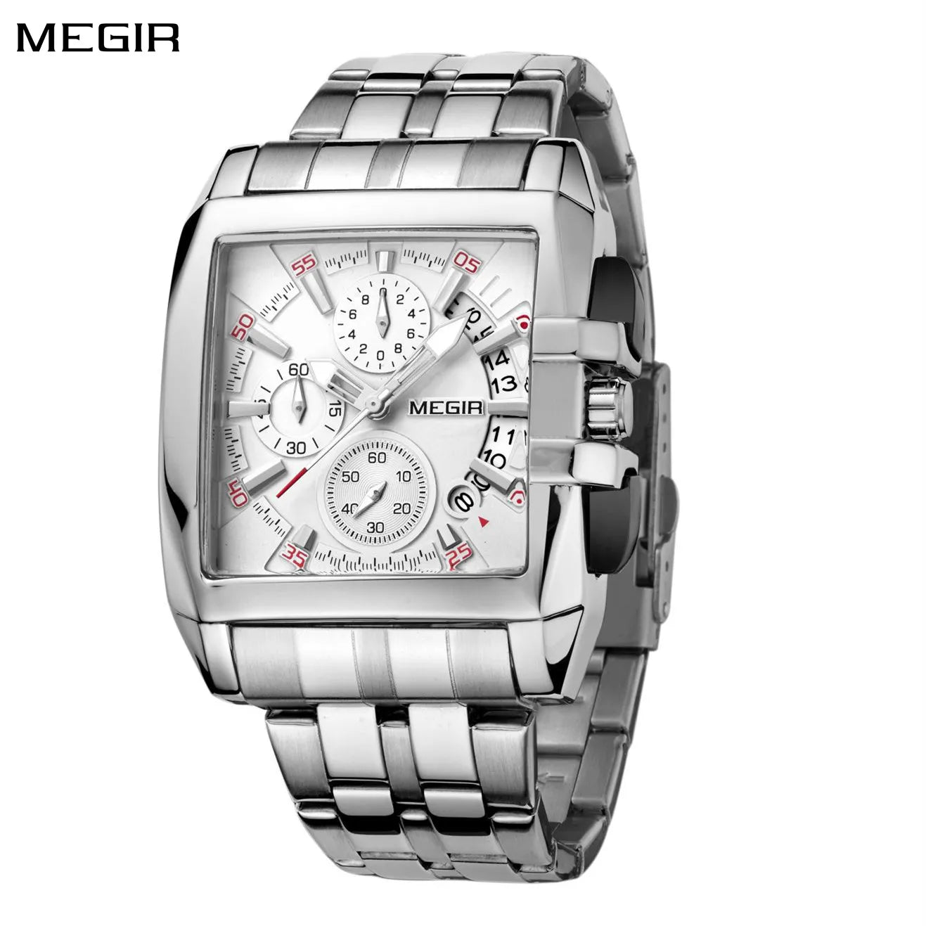 MEGIR Original Luxury Men Watch Stainless Steel Quartz Wrist Watches Business Big Dial Wristwatches Relogio Masculino 2018