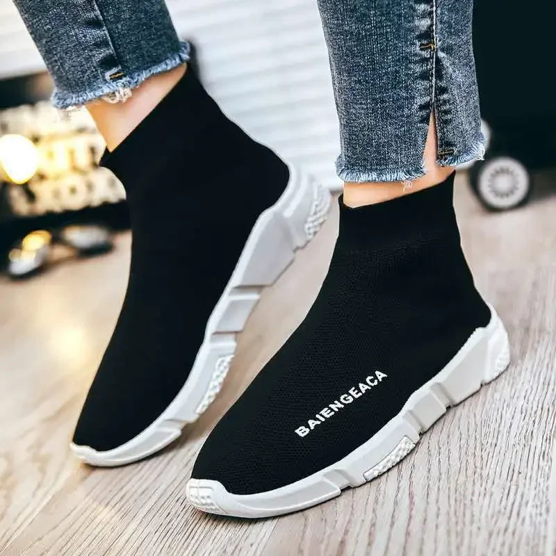 Herren High Top Sockenschuhe Freizeit Stricken Leichte Damen Sneakers Bequeme atmungsaktive Sportschuhe Sneakers im Paar-Stil