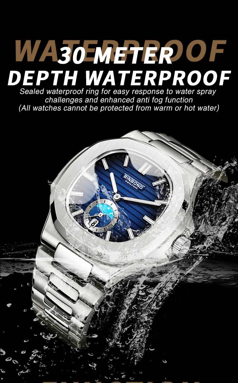 BINBOND Neue Casual Business Uhr Männer Luxus Quarzuhr Leuchtende Wasserdichte Datum Mode Quarz armbanduhren Relógio Homem