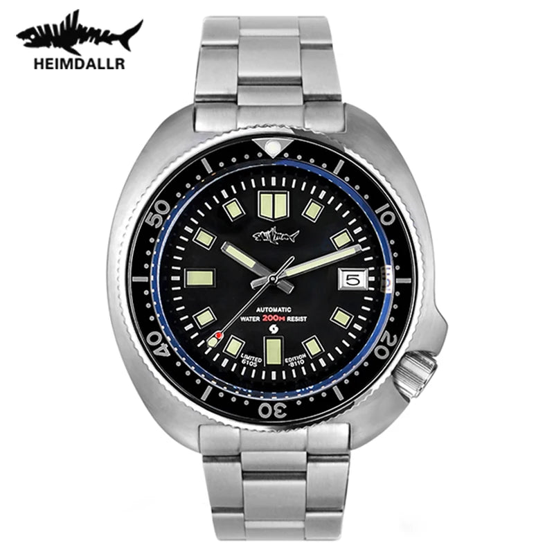 HEIMDALLR Turtle Mechanical Watch Men Captain Willard Watch Sapphire Crystal C3 Luminous NH35 Automatic Steel 200M Dive Watches