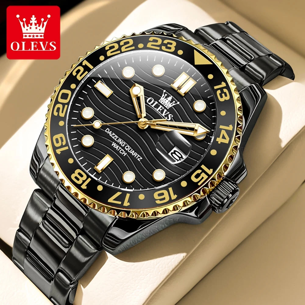 OLEVS 3610 Hot Original Luxury Men's Watches Waterproof Calendar Luminous Quartz Watch for Man Stainless Steel Authentic Watch