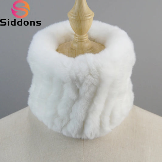 Winter Women Real Fur Handmade Stretch Fur Scarf Knit Genuine Rex Rabbit Fur Headbands Girls Natural Fur Ring Cowl Snood Scarves