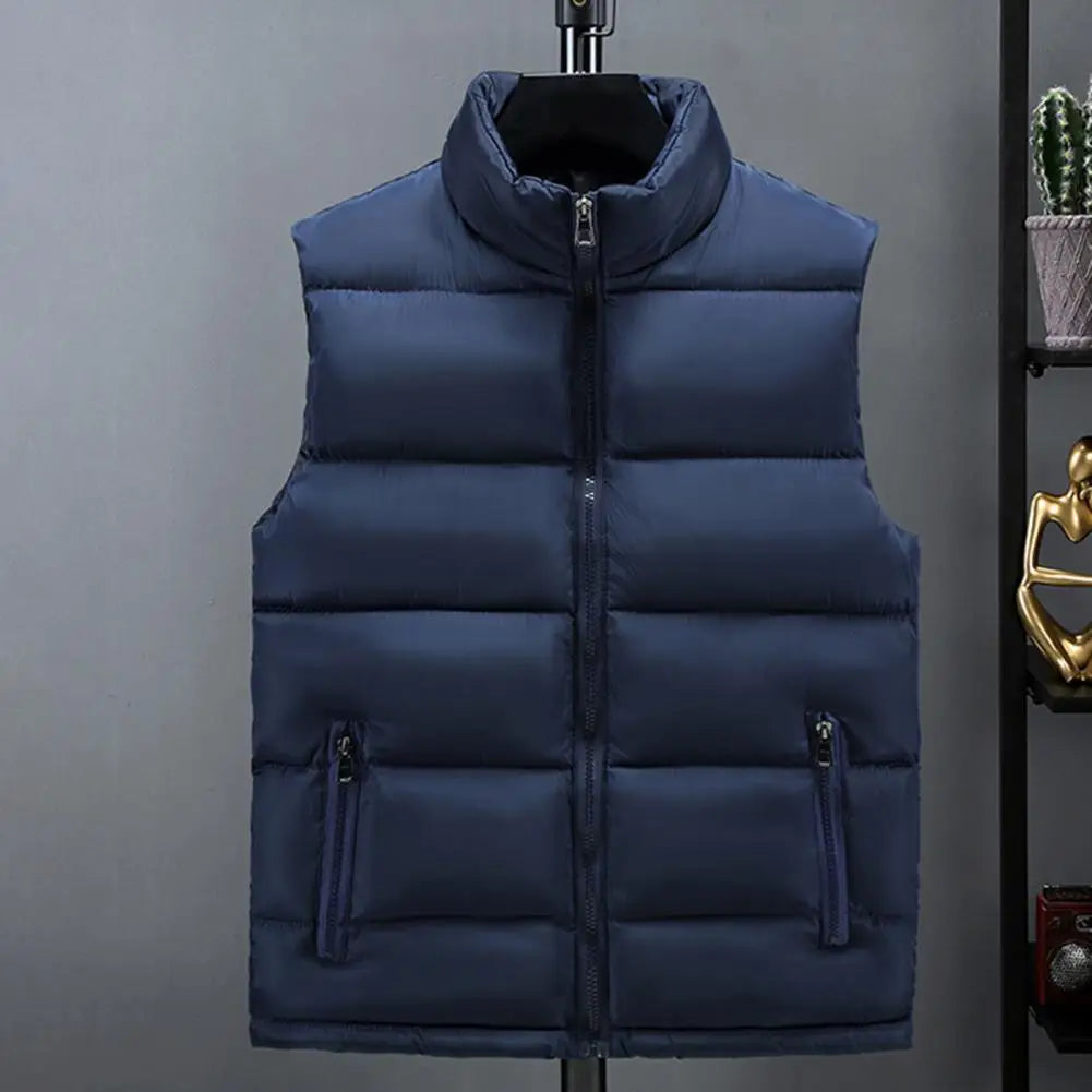 Sleeveless Jacket Wear-resistant Vest Coat Male Zipper  Trendy Warm Slim Fit Waistcoat