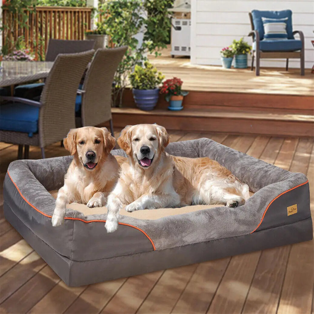 Jumbo Large Orthopedic Dog Bed Memory Foam Quilted Bolstered Pet Sofa Couch Elevated Cushion Warm Waterproof Mattress