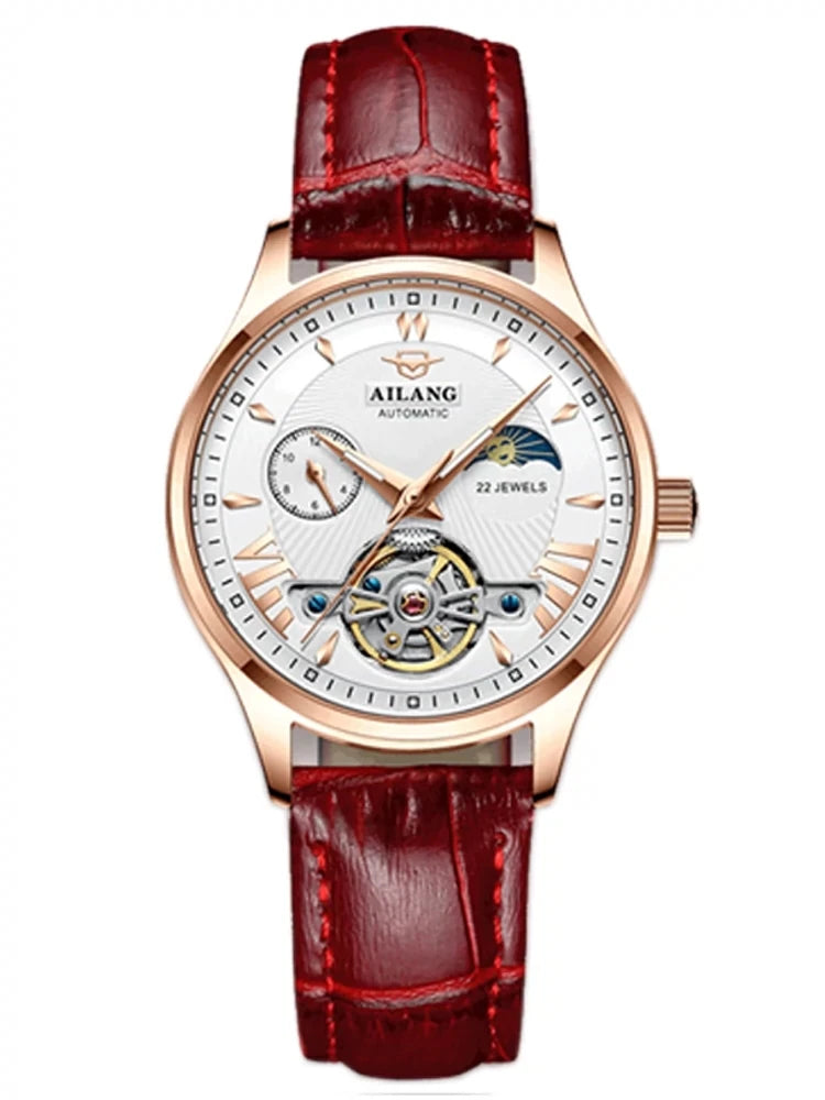 AILANG Brand Automatic Mechanical Women's Watch Luxury Waterproof Ladies Skeleton Tourbillon Wristwatches Relogio Feminino