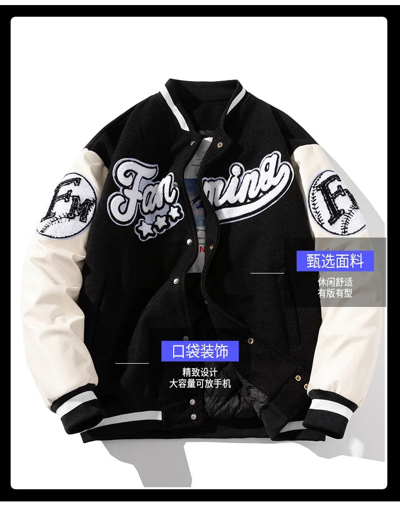 Men Jacket Baseball Uniform Men's Loose Embroidery Tide Brand Coats Spring Autumn Casual College Wear American Fashion Clothing