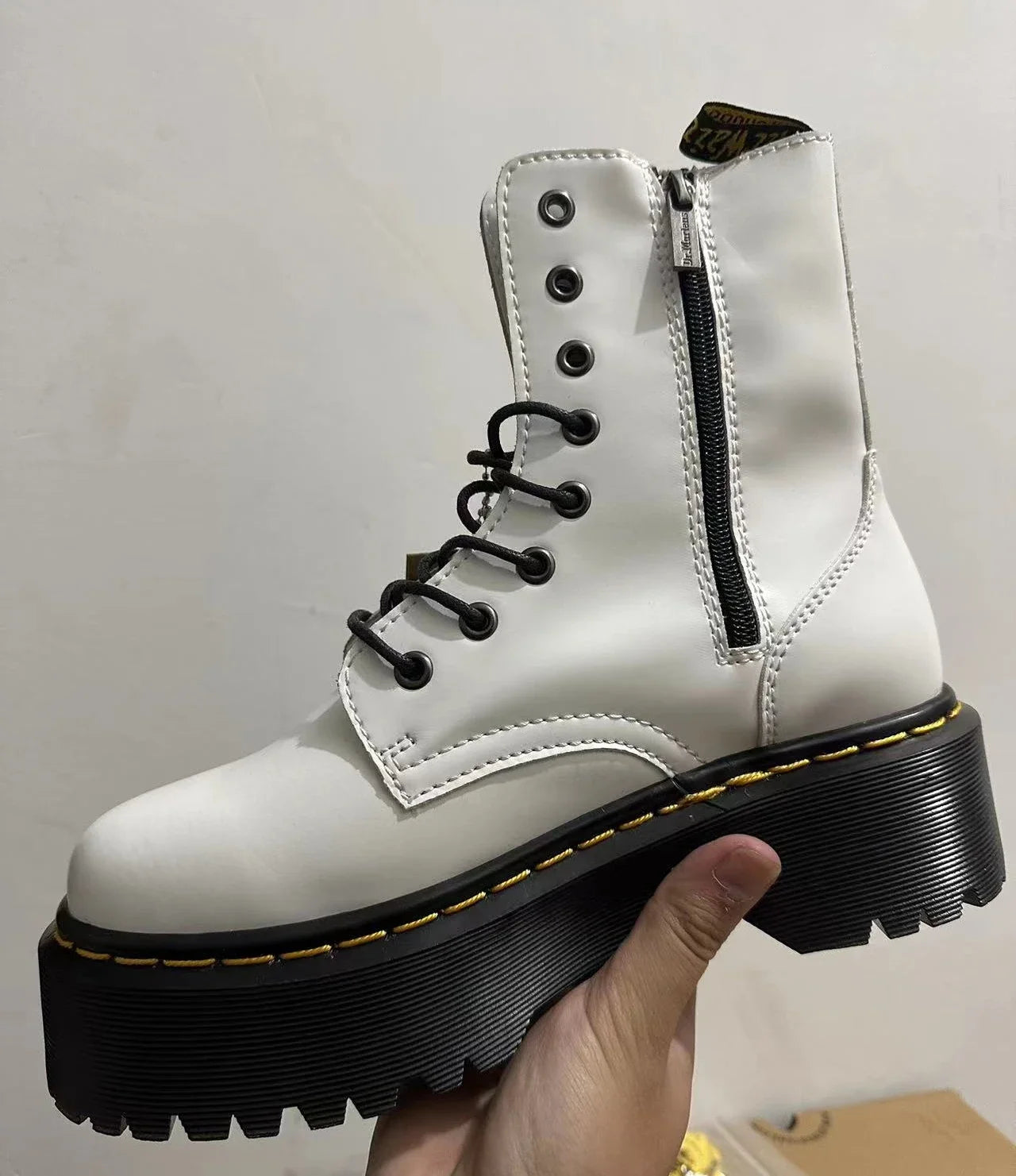 Original Women Platform Boots Leather Men Thick Sole Ankle Sexy Female Punk Motorcycle Shoes Combat Booties plus Size