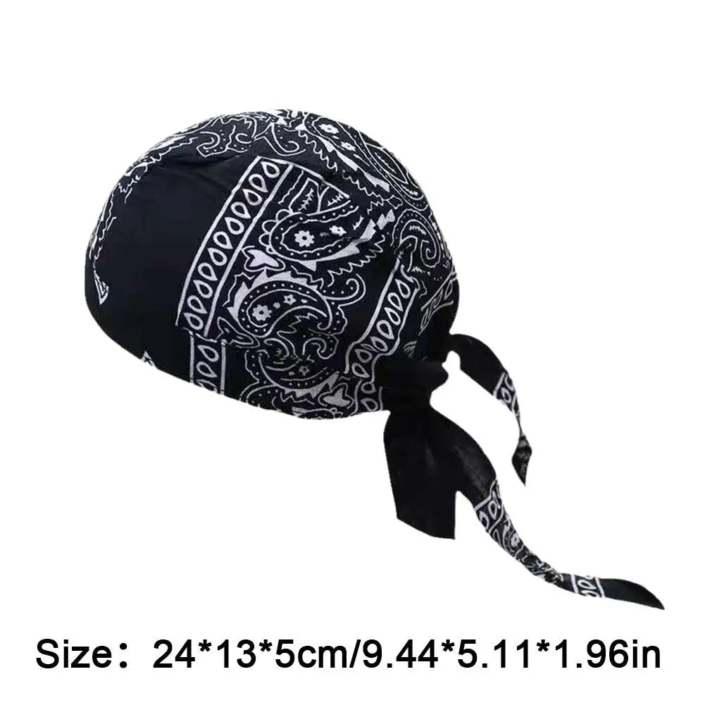 Outdoor Cycling Hat Pirate Hat Pure Cotton Printed Square Scarf Hat Headband Rag Durag Cap Beanie Wrap Hip hop Headscarf Hat